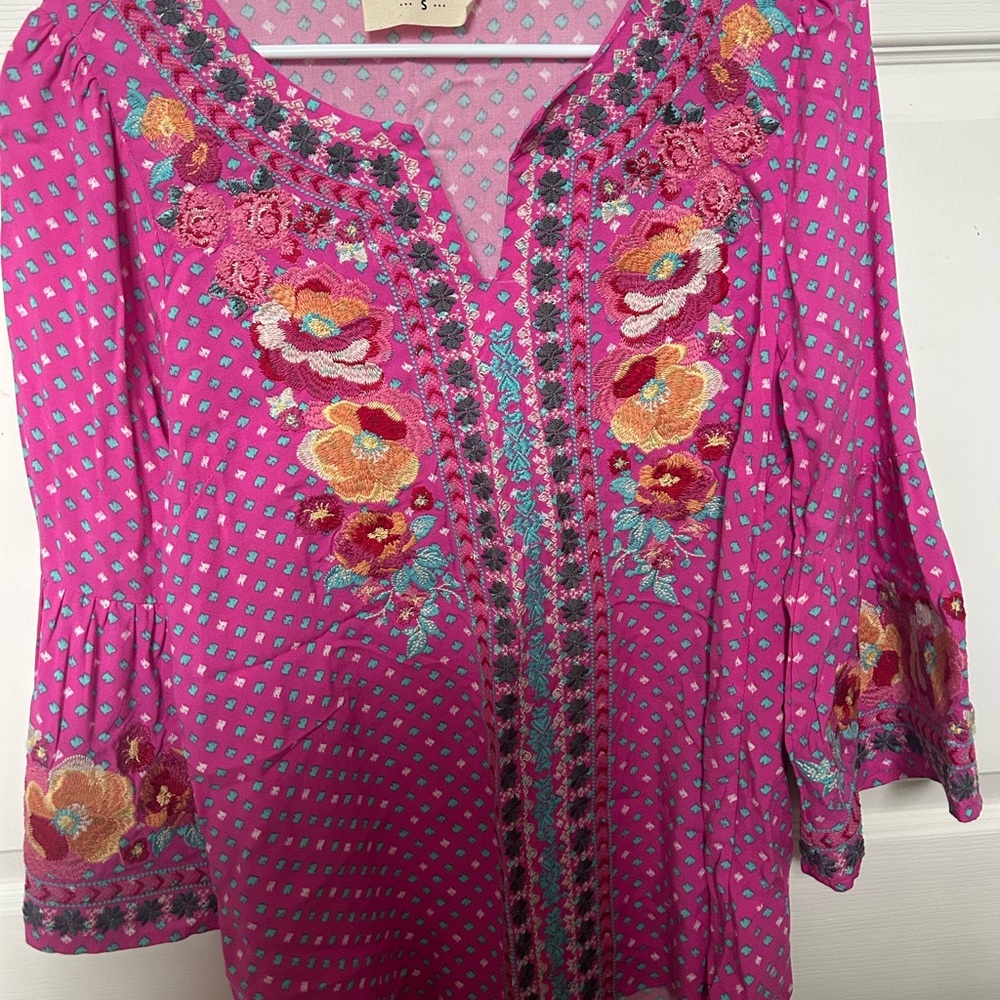 Embroidered Pink Women's Top